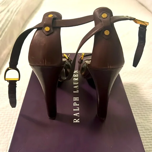 Ralph Lauren Purple Label Palma Chocolate Leather Heel — Like New! - Picture 2 of 4